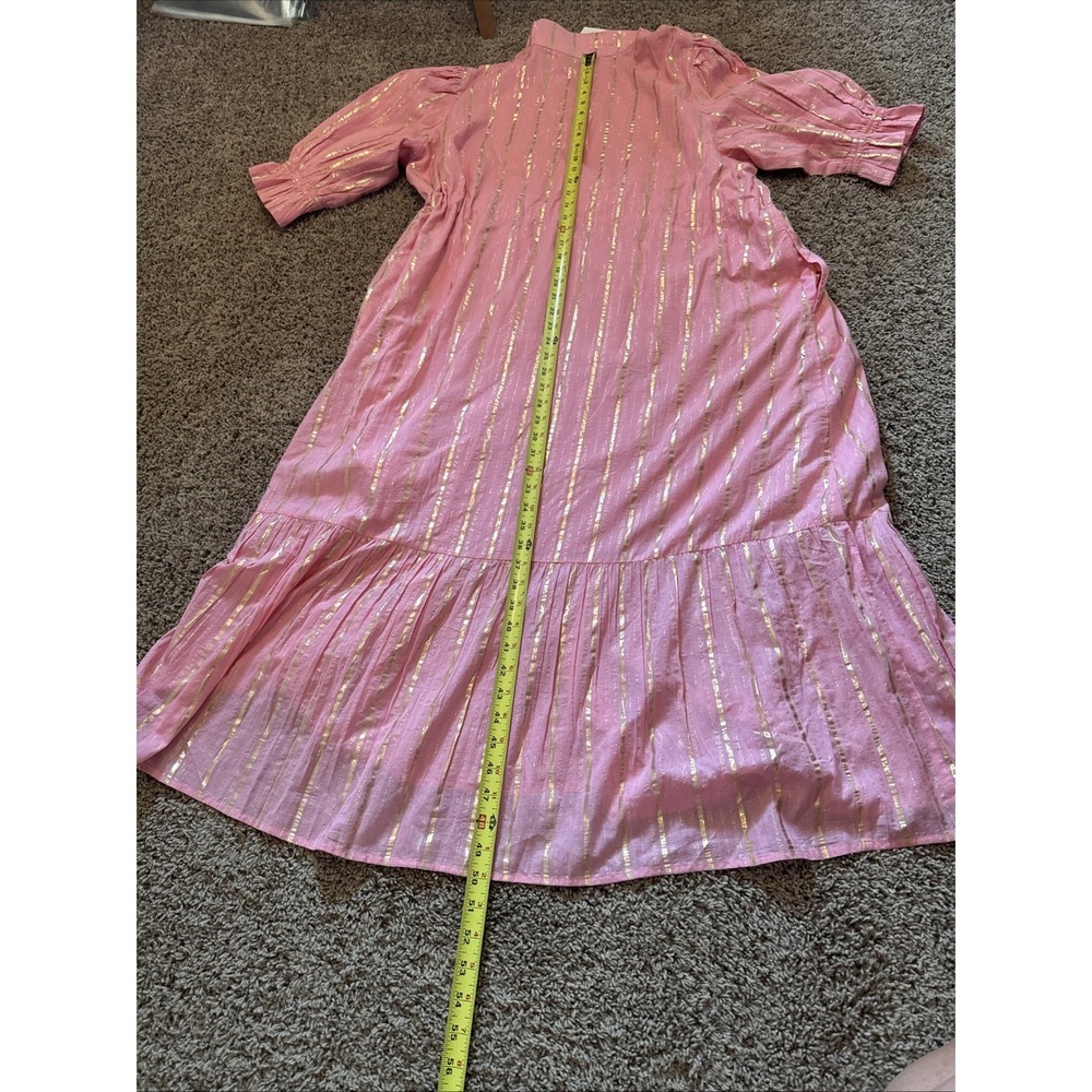Holly Shae Design Catherine Pink & Gold Button Front Belted Dress L/XL NWT - Picture 6 of 7